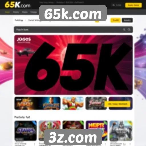 Interface do usuário do site de jogos 65k.com
